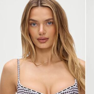 Frankie’s Bikinis Cola Gingham Underwire Bikini Top in M